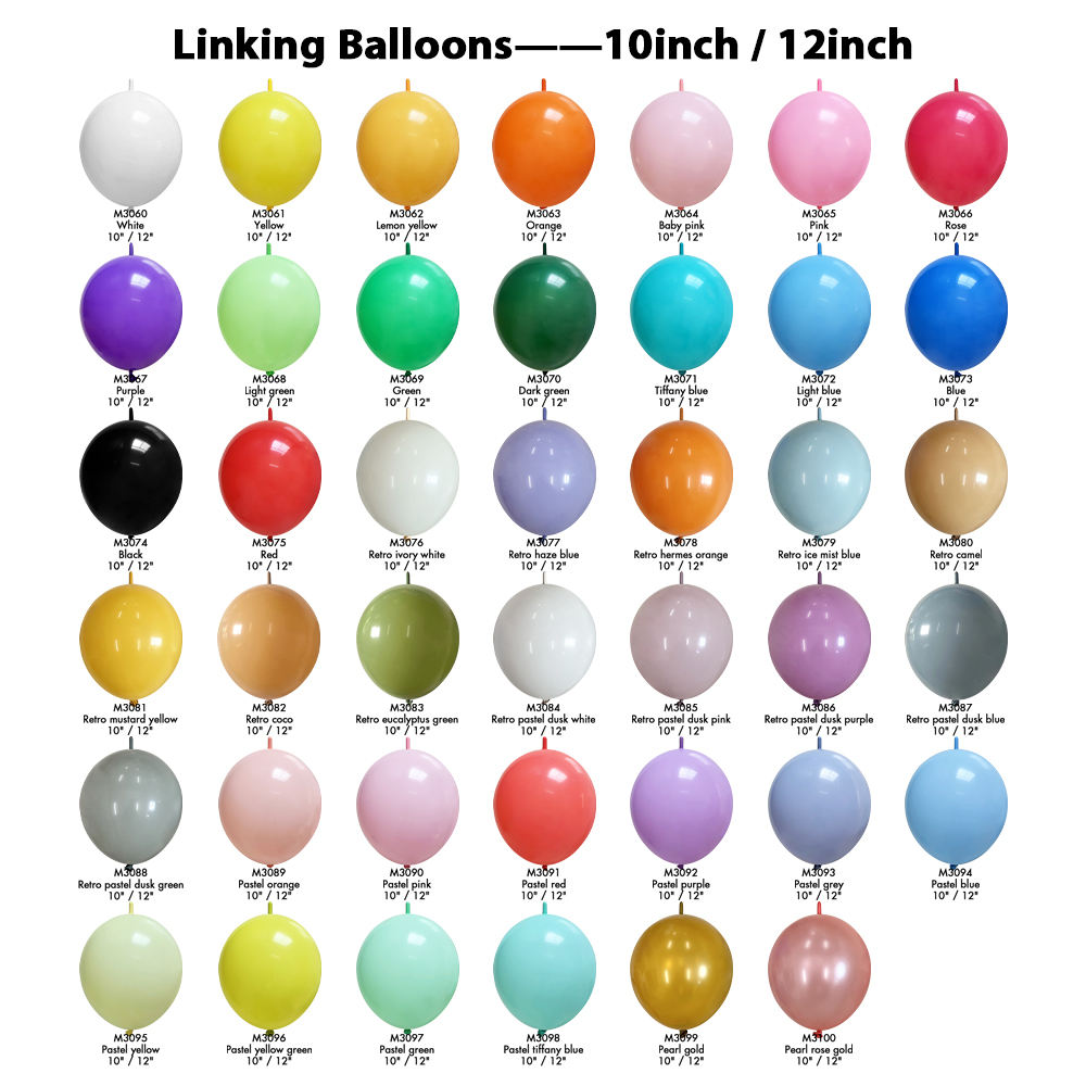 Wholesale 10 Inch 12 Inch Tail Balloon Linking Tail Easy to Connect Link Latex Balloon Party Decoration Matte Linking Balloons