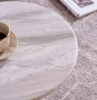 Table d'appoint moderne luxueuse en marbre avec base ronde en acier inoxydable, facile à nettoyer, pour salon, chambre à coucher, table de console pour canapé