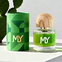 Botella de Perfume Vacía de 30 ml, Cilíndrica, de Vidrio Transparente, con Tapa de Madera Natural, Venta al Por Mayor