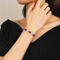 Bracelet tennis en cuivre incrusté de zircon 5A pour femme, bijoux avec pierres géométriques en CZ, accessoire de mode pour robe de soirée