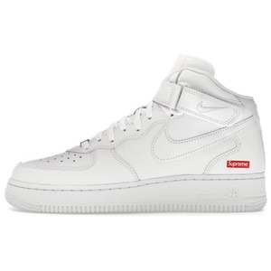Zapatillas de baloncesto informales Nike Air Force 1 Mid de cuero blanco con cordones - Product Image 1