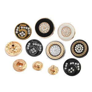 Custom Logo Stud Brass Or Alloy Snap Fastener Jacket Button Metal Snap Button For Clothing