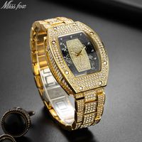 Montre pour homme à succès, montres à quartz tendance, montre-bracelet de luxe décontractée avec diamants pour homme, montre à quartz de marque haut de gamme