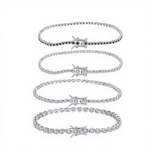 Pulsera de tenis de plata de ley 925 con circonita cúbica negra de 2 mm chapada en rodio, para mujer y hombre, regalo de joyería, circonita cúbica, moderna para fiestas, venta al por mayor - Product Image 2