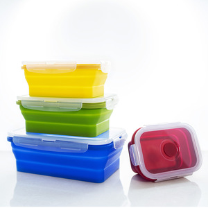 New Designs Hot selling BPA Free Microwave Safe Foldable Round Silicone Food Storage Container, Lunch Box