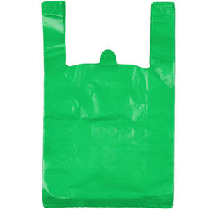 Bolsas para camisetas, bolsas de plástico verde con asas, bolsas de mercancías para compras al por menor de comestibles a granel, 12x20 pulgadas (100 uds) - Product Image 1