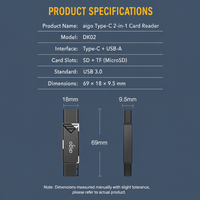 Lecteur de cartes mémoire USB 3.0 Type-C SD TF à double connecteur, adaptateur OTG, prend en charge 2 To pour ordinateur portable et téléphone, expédition immédiate