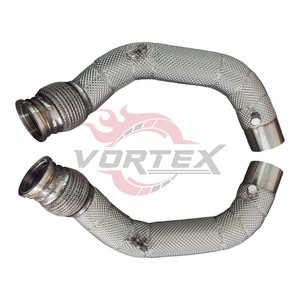 Tuyaux avant résonnés en acier inoxydable Vortex pour BMW F95 X5M F96 X6M 4.4T avec protection thermique et raccords V-Band - Product Image 6