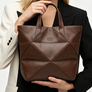 Fashion Women Tote <b>Bag</b> PU Leather <b>Large</b> Capacity Shoulder Handbag Geometric Design <b>Work</b> Tote <b>Bag</b> For Daily Use - Product Image 1