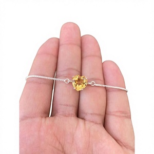 กำไลข้อมือเงินแท้ 925 ชุบโรเดียม ประดับพลอยซิทรินธรรมชาติทรงหัวใจ ปรับความยาวได้ ทำด้วยมือสำหรับผู้หญิง - Product Image 6