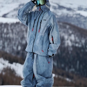 Combinaison de ski Topgear en denim bleu <span class=keywords><strong>à</strong></span> capuche et fermeture éclair pour femme et homme, collection automne-hiver 2025, coupe-vent, imperméable, chaude, pour snowboard simple/double - Product Image 3