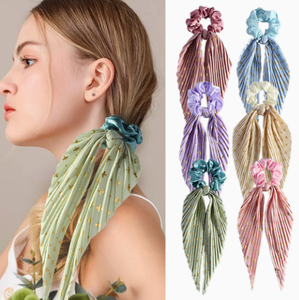 Coleteros de Pelo Florales Plisados Hechos a Mano, Cintas Elásticas para Cola de Caballo para Mujeres y Niñas, Uso Diario y Fiestas - Product Image 2