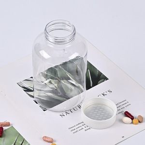 750ml transparent slanted-shoulder round <b>bottle</b>, a plastic <b>bottle</b> for health supplements, fish oil, calcium tablets, and <b>small</b> - Product Image 3
