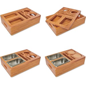 Vente en gros Couvercle amovible Design Bambou Snack Caddy Plateau <span class=keywords><strong>de</strong></span> Canapé avec Porte-Boissons et Support <span class=keywords><strong>de</strong></span> Télécommande Original - Product Image 4