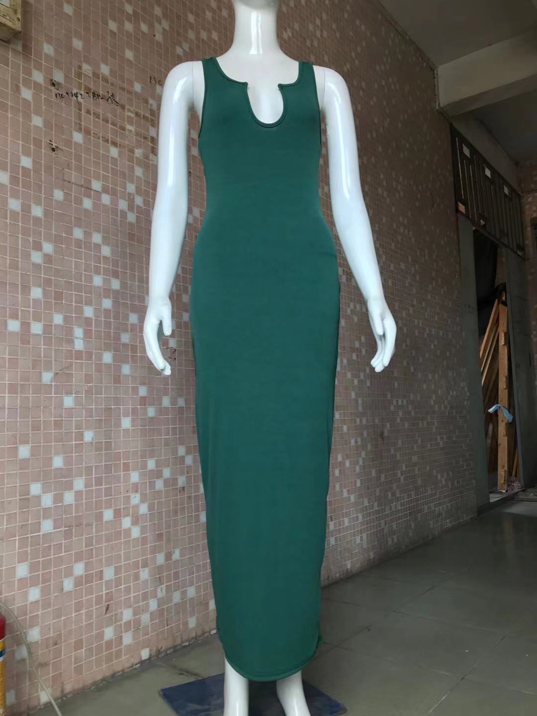 Green long dress