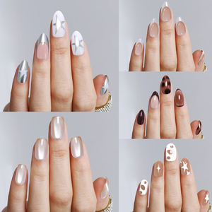 Faux ongles en acrylique de haute qualité, 30 pièces, effet œil de chat brillant, pointes d'ongles artificielles françaises, ongles à presser - Product Image 6