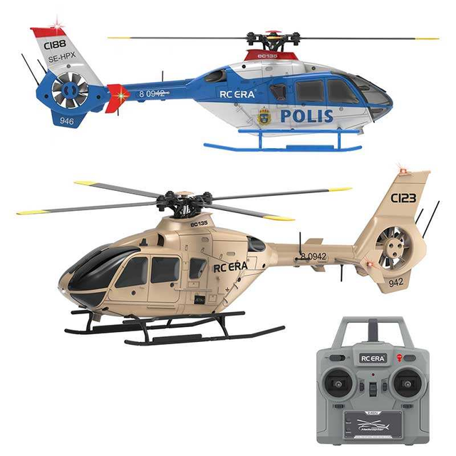 C123 New 1/36 Scale Electric RC Helicopter Eurocopter EC135 Model Streaming Positioning Dual-brushless Motor Metal Toys Gifts