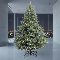 Vente en gros d'usine, arbre de Noël artificiel personnalisé entièrement en PE, lumières LED multicolores, écologique, de haute qualité, pour usage commercial