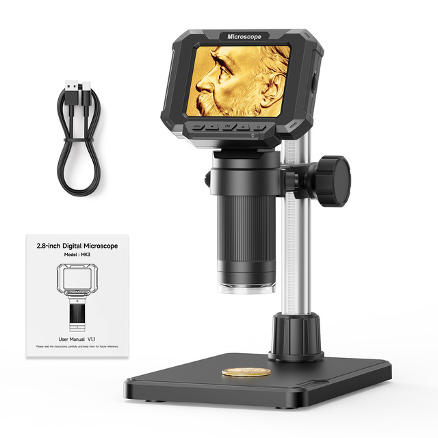 MK3 2.8'' IPS LCD Display 1080p Resolution 1000X Magnification Stereo Electron Digital Microscope LED Illumination for Mobile