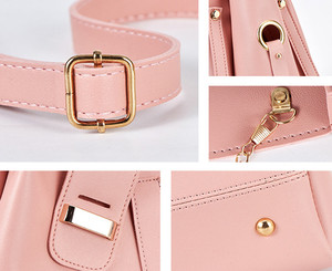 高品质女士3 pcs套装大容量手提包纯色钱包单肩斜挎包Pu皮革手提包 - Product Image 6