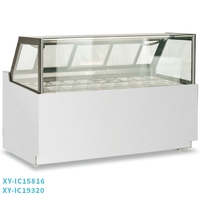 Vitrine congélateur à crème glacée à double porte vitrée en verre trempé et acier inoxydable 304, avec dégivrage à gaz chaud et bacs GN, à poser au sol