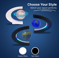 Globe Magnétique Lévitant en Forme de C avec LED, Carte du Monde, 3 Pouces, pour Présentoir Promotionnel ou Cadeau