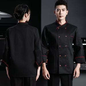 Algodón negro restaurante cocina Chef abrigo trabajo chaquetas uniforme profesional Unisex manga larga Chef ropa uniforme - Product Image 5