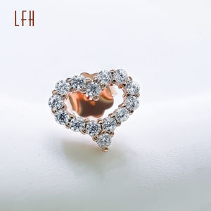 Pendientes de Oro de 18k, Joyería de Oro, Pendientes de Corazón con Diamantes, Pendientes de Corazón con Circonita, Joyería de Oro de 18k Real para Mujer, Regalo - Product Image 4