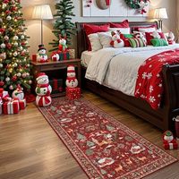 2'x6' Machine Made Faux Wool Christmas Runner Rug Non-Slip Washable Kitchen Entryway Carpet Soft Santa Claus Tree Design Bedside