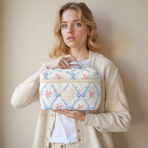 Quilted Cotton Makeup <b>Bag</b>,Coquette Quilted Toiletry <b>Bag</b> for Women and Girls - Product Image 6