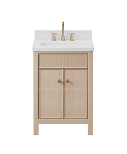 24 Inch Single Customizable Floor Standing Luxury Solid wood Bathroom Vanity Set with Wash Basin <b>for</b> Apartment - Product Image 1