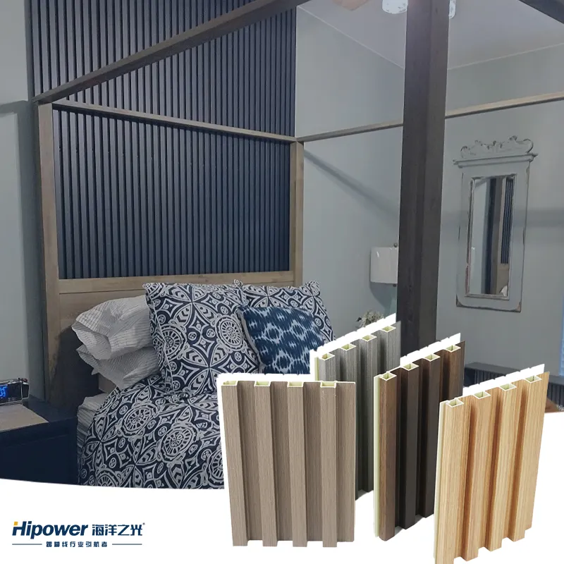 Paneles y tableros de pared de PVC interior Hipower Paneles estriados interiores compuestos de madera panel de pared de revestimiento WPC