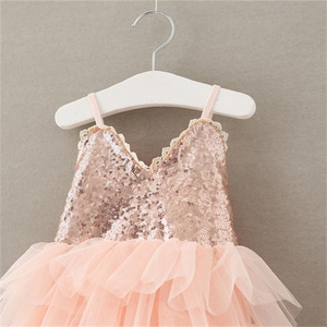 1 pezzo di pizzo di paillettes in tinta unita con etichetta privata per bambini vestiti estivi per neonati canotte per bambine - Product Image 4
