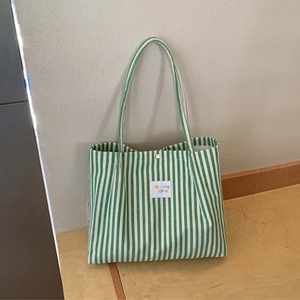 Cotton Striped Tote <b>Bag</b> Open Top Large Capacity Minimalist Shopping <b>Bag</b> Wholesale - Product Image 2