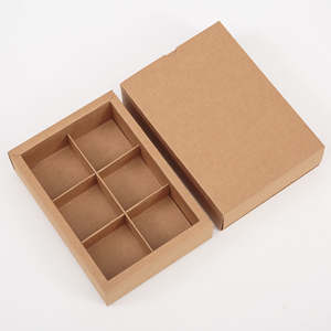 กล่องอาหารว่างกระดาษสีน้ำตาลรักษ์โลก มีช่องแบ่งสำหรับใส่ขนมปัง คุกกี้ แซนวิช และชิ้นเค้ก - Product Image 6