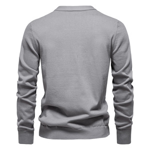 Cardigan en laine respirant à col en V pour homme, manches longues, anti-boulochage, couleur unie, veste pull d'automne - Product Image 2