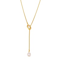 Mode Bijoux En Acier Inoxydable Français Gland Imitation Perle Collier Pull Chandail chaîne Haute Luxe Accessoires Chaîne