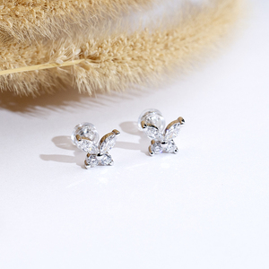 Pendientes de diamantes con forma de marquesa y redonda en plata S925 de Messi Jewelry MSE-883 para mujer - Product Image 1