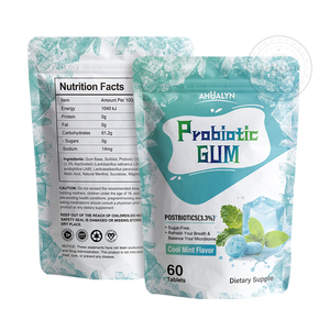 AHUALYN <span class=keywords><strong>Chewing</strong></span>-<span class=keywords><strong>gum</strong></span> <span class=keywords><strong>sans</strong></span> <span class=keywords><strong>sucre</strong></span> à la menthe fraîche avec probiotiques et 3,3 % de postbiotiques - Haleine fraîche et équilibre du microbiome buccal, 60 comprimés - Product Image 4