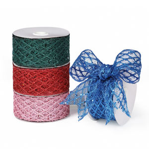 Pita Kerajinan Jaring Payet Besar Berkilau 6,3cm*10, Menarik Perhatian, untuk Hiasan DIY Karangan Natal - Product Image 4