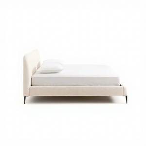 Base de Cama Moderna de Perfil Bajo con Plataforma de Tela Ecológica, Patas Metálicas Delgadas, Lujo en Terciopelo Teddy, con Almacenamiento, Tamaño King - Product Image 4