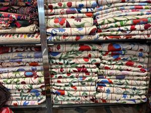 Kashmiri Blue Floral <b>Embroidery</b> Royal Blue Aari Nonwoven Cotton Breathable <b>Fabric</b> Blue Blossom Garden Embroidered Apparel Dress - Product Image 2