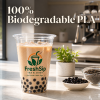 Gobelets en plastique PLA transparents sans BPA de 98 mm et 16 oz pour thé à bulles Boba et café glacé, gobelets jetables biodégradables pour boissons froides