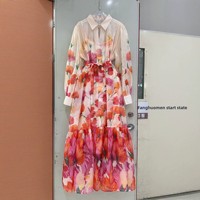 Nouvelle Collection 2026 – Robe Longue Évasée Grande Taille à Col Rabattu et Dentelle Florale en Polyester, Modèle Best-seller