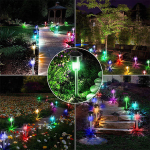 Lampes solaires de jardin RGB LED en acier inoxydable, étanches, pour aménagement paysager extérieur, allée, pelouse, éclairage au sol - Product Image 1