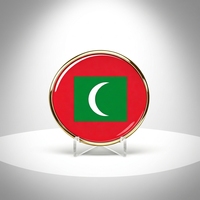 GREPAS GIFTS Épinglette drapeau des Maldives ronde de 1 pouce, épinglette patriotique mondiale pour chapeau