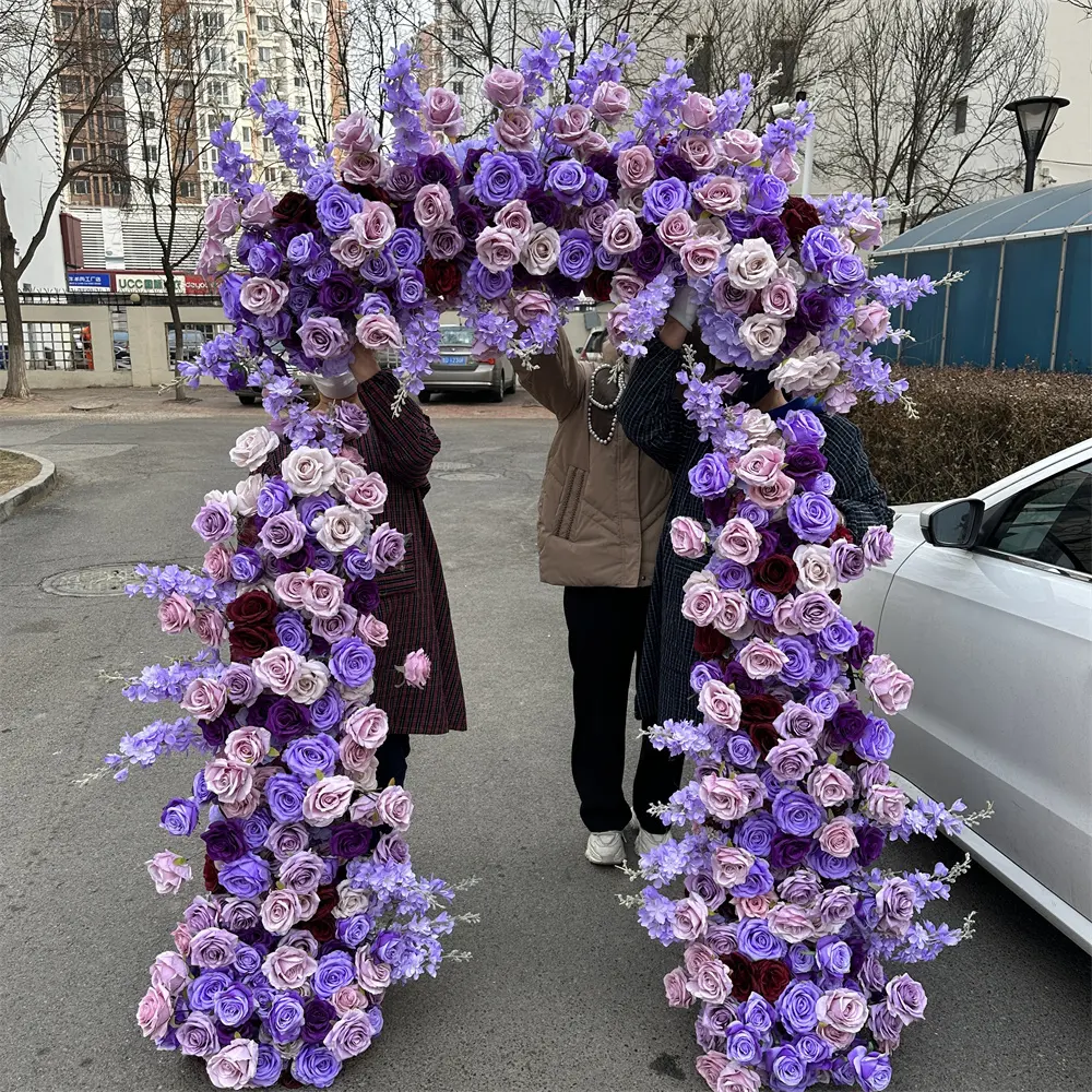 IFG Großhandel Niedriger Preis Künstliche Lila Farben Blumen bogen Dekor für Hochzeits arrangement
