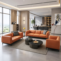 Ensemble de canapés de bureau exécutif en cuir, 3 places, 2 places, fauteuil, pieds en métal noir, sièges de réception modernes, personnalisable, fournisseur OEM