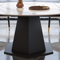 Table à manger ronde en pierre frittée, ensemble de table à manger ronde avec 4 chaises Bjflamingo Table à manger en pierre frittée marbrée