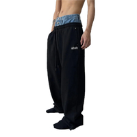 Streetwear hip hop jambe large double taille pantalons de survêtement bouton jeans y2k pantalons de survêtement empilés jogging causal grande taille pantalons pour hommes
